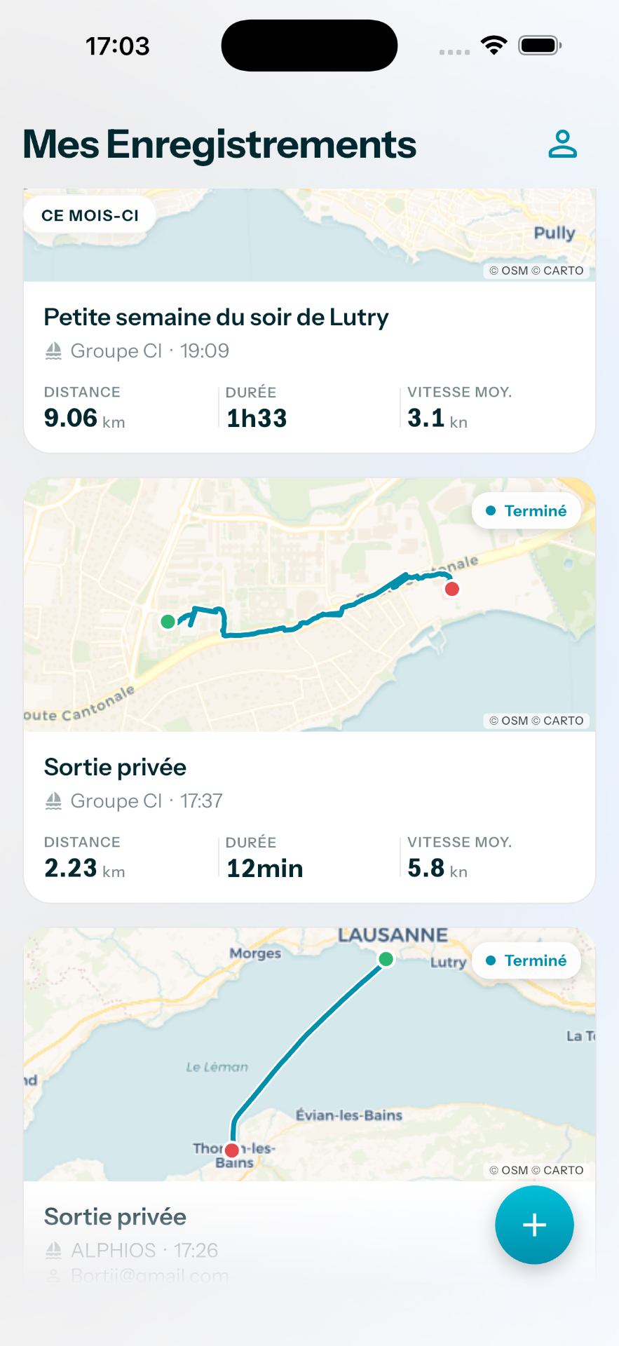 Historique des enregistrements TRKS